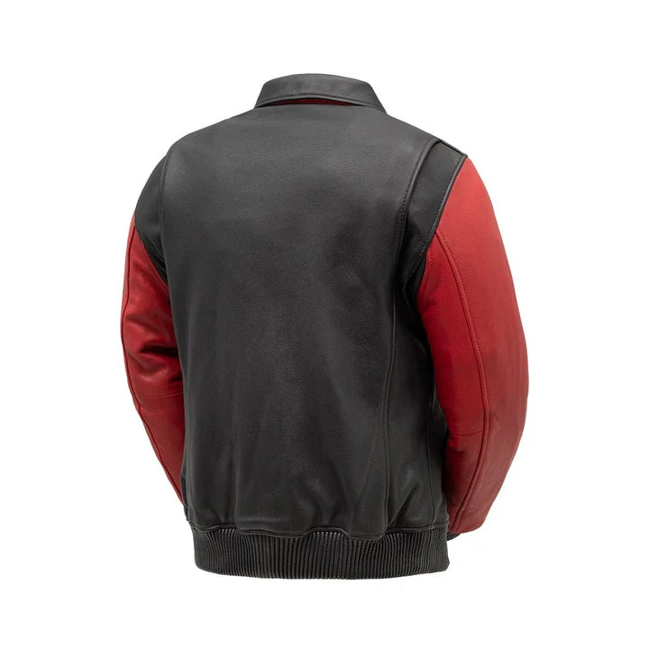 Men's Motorcycle Bomber Two Tone Leather Jacket - Genuine Lambskin Leather Cafe Racer Jacket - Biker Jacket