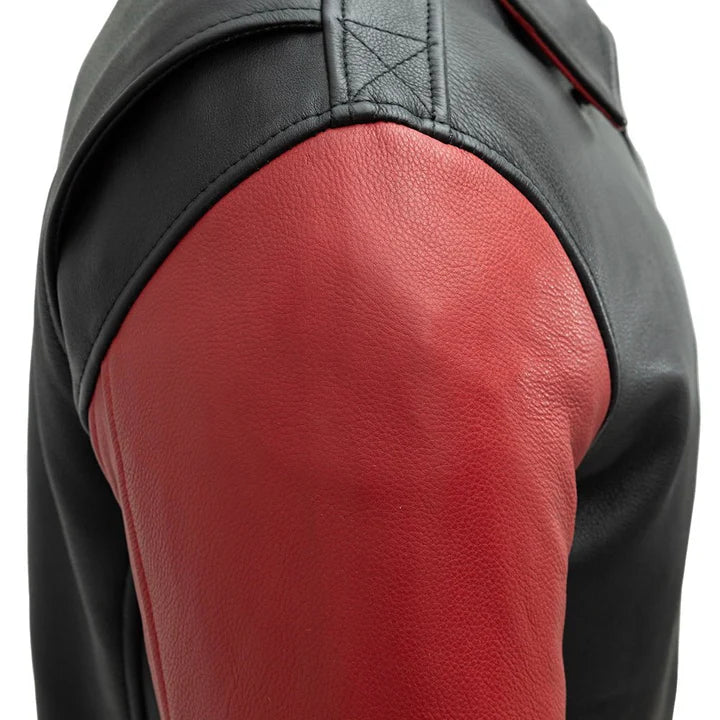 Men's Motorcycle Bomber Two Tone Leather Jacket - Genuine Lambskin Leather Cafe Racer Jacket - Biker Jacket