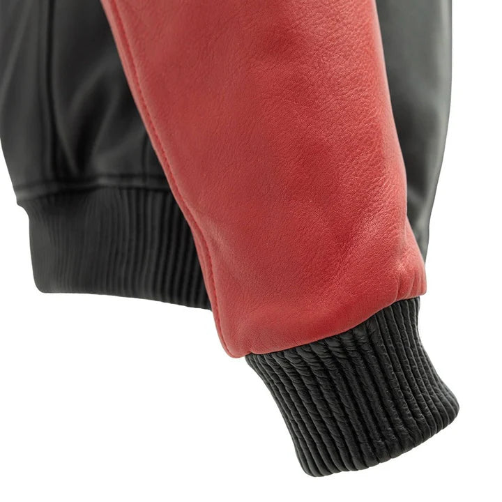 Men's Motorcycle Bomber Two Tone Leather Jacket - Genuine Lambskin Leather Cafe Racer Jacket - Biker Jacket