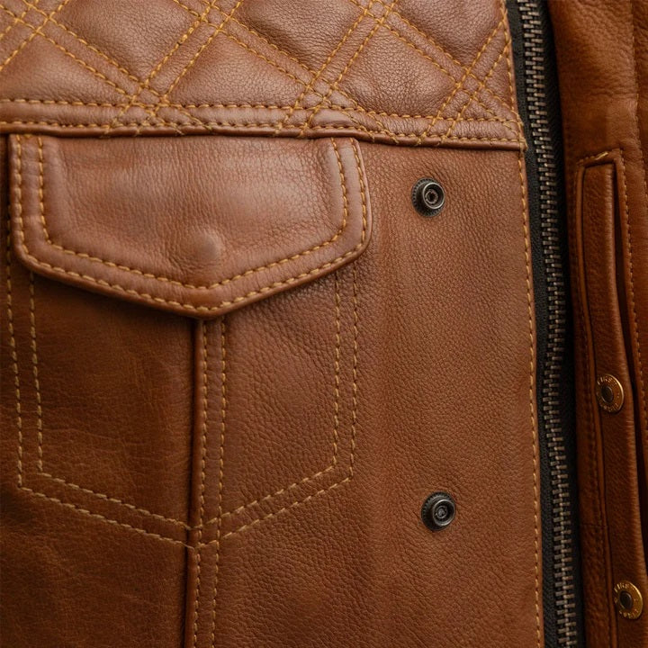 Men's Brown Motorcycle Leather Vest - Western Style Biker Vest - Real Leather Waistcoat