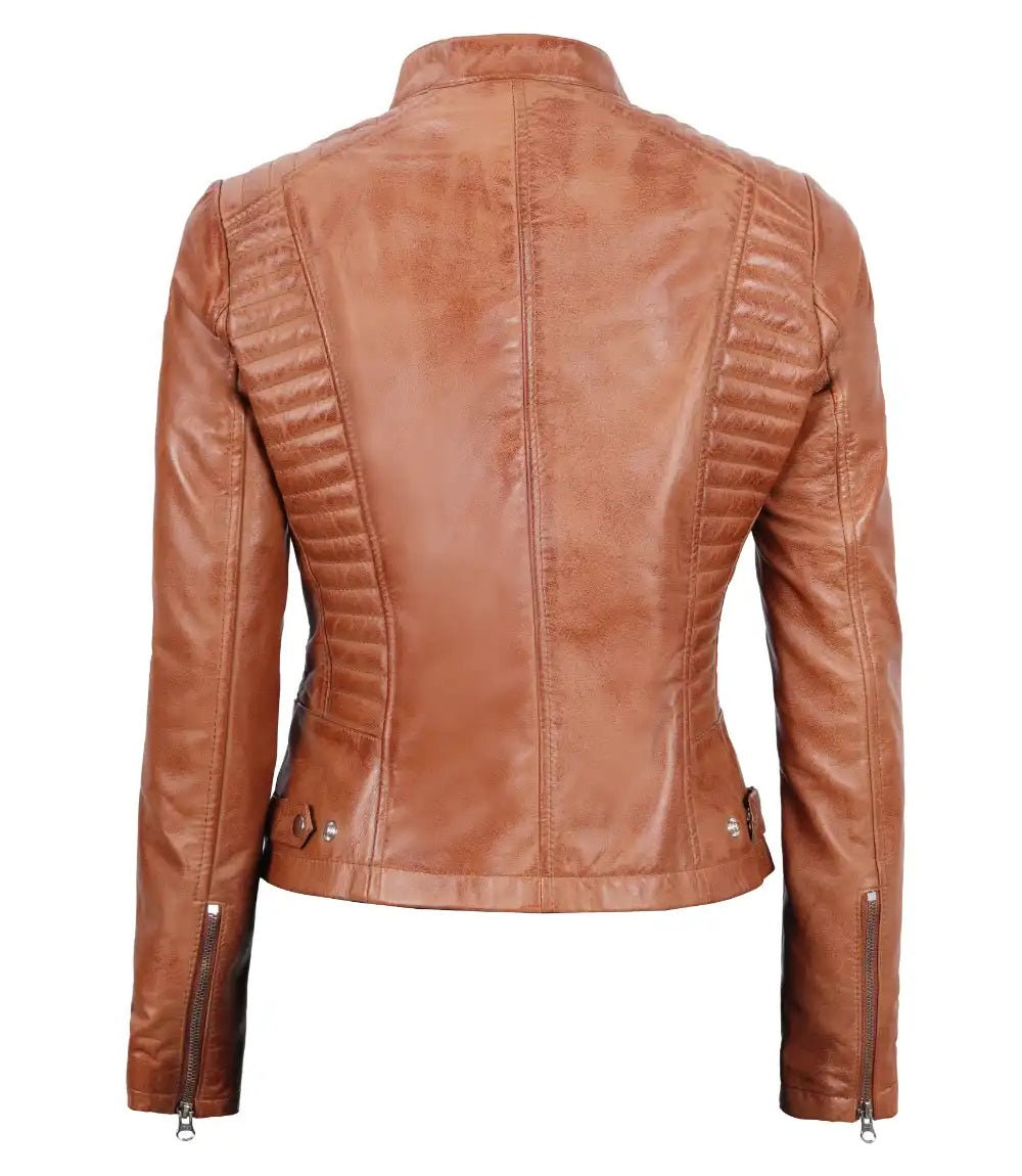 Women's Luxury Lambskin Leather Jacket - Classic Biker Style, Girls Slim Fit Cafe Racer Jacket