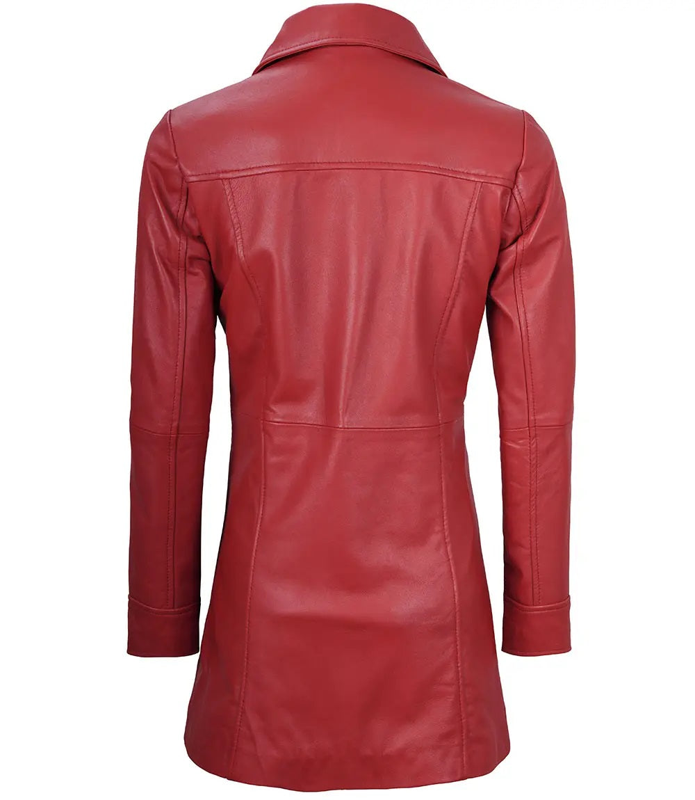 Women's Genuine Leather Long Coat - Leather Trench for Girls - Luxury Leather Duster Coat