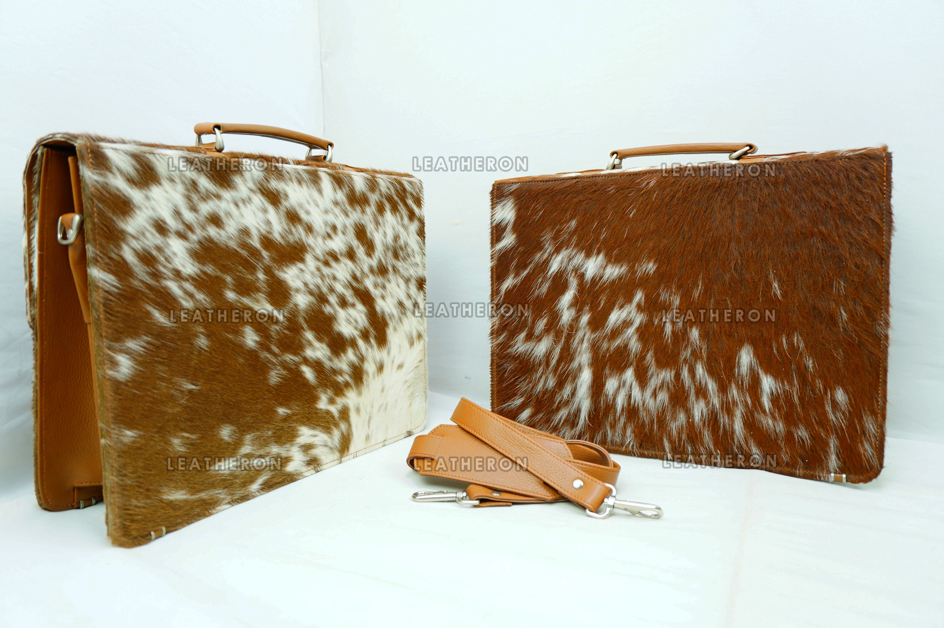 Cowhide Leather Office Bag Natural Cowhide Laptop Bag Hair On Leather Briefcase Real Cowhide Documents Bag Cowhide File Bag | OB12