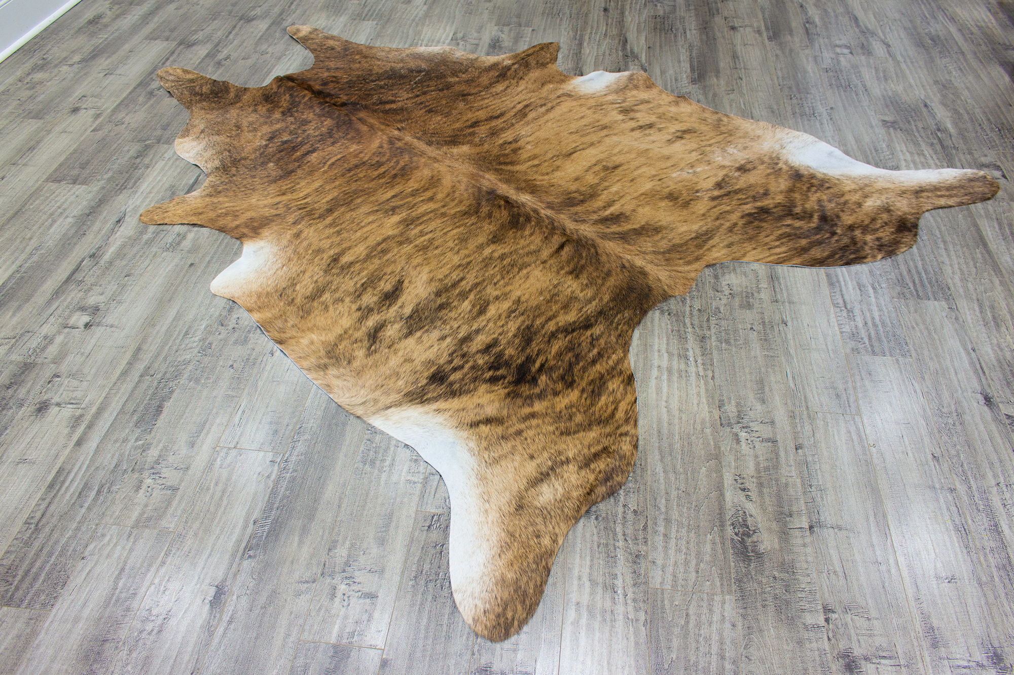 XLarge ( 8.1 x 6.5 ft ) Brazilian Brindle COWHIDE Rug Hair-on Leather Area Rug - Exact as Photo