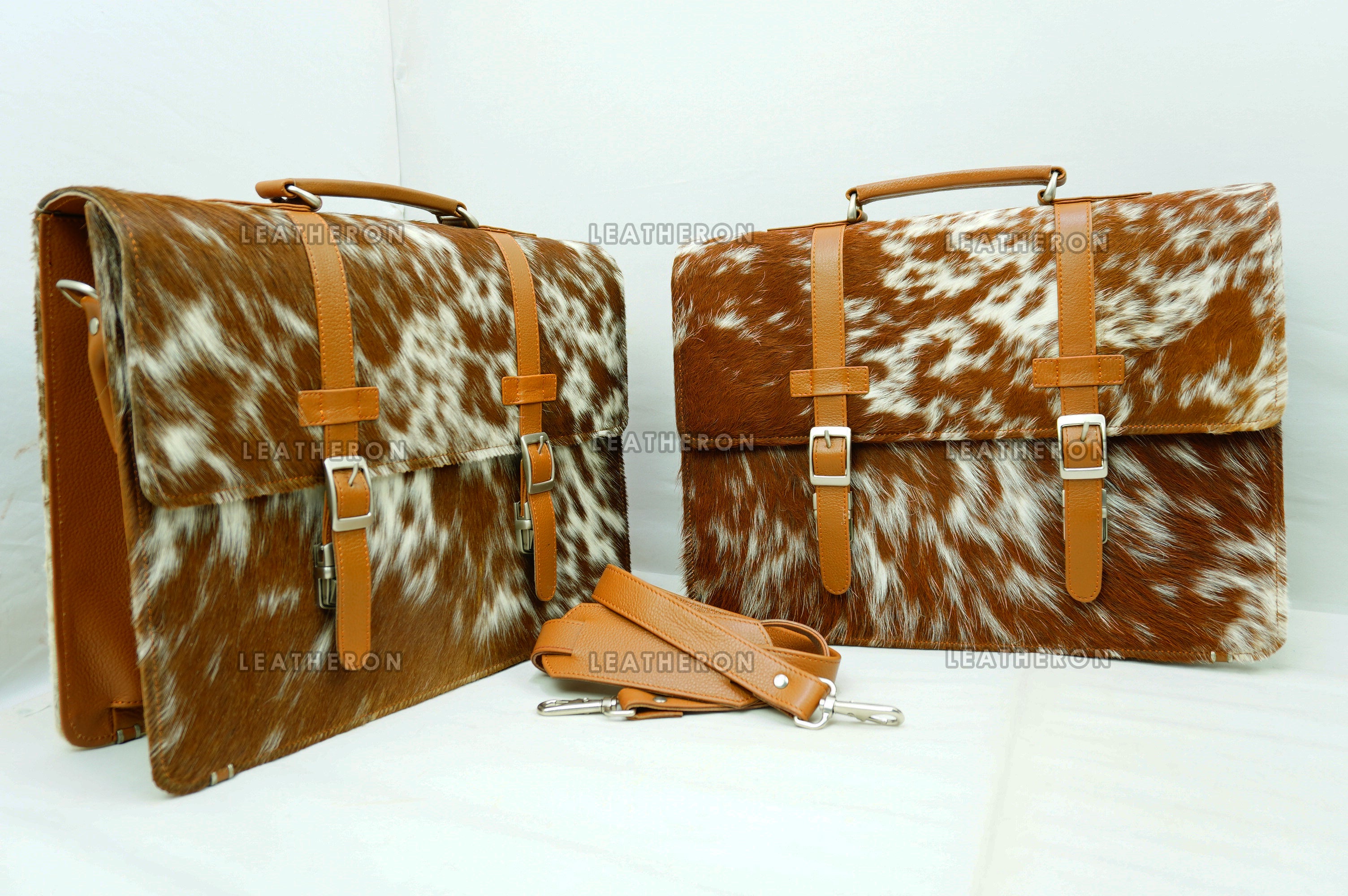 Cowhide Leather Office Bag Natural Cowhide Laptop Bag Hair On Leather Briefcase Real Cowhide Documents Bag Cowhide File Bag | OB12