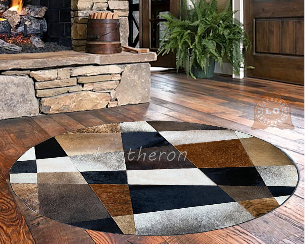 HANDMADE 100% Natural COWHIDE RUG | Patchwork Cowhide Area Rug | Hair on Leather Cowhide Carpet | PR601