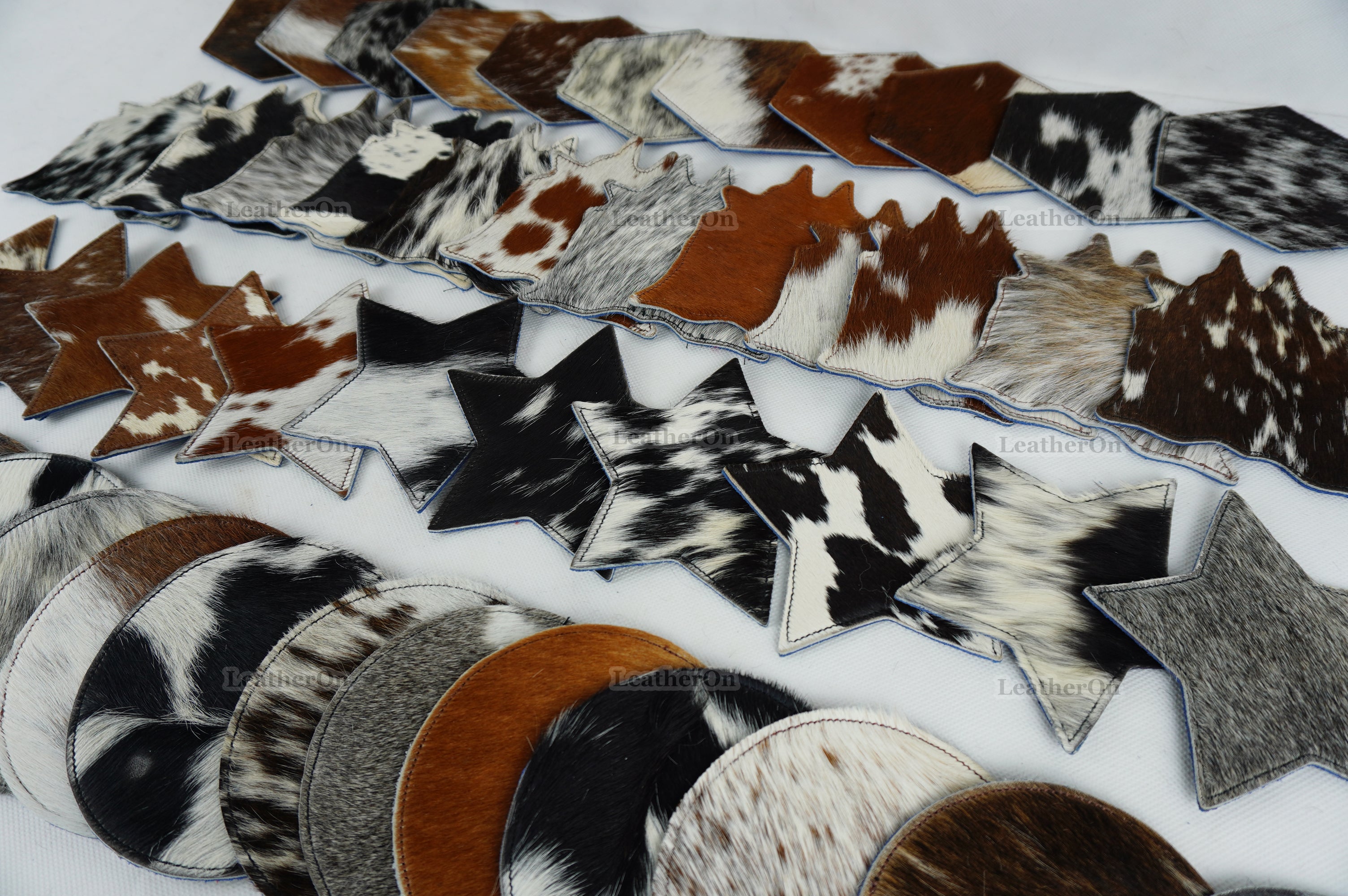 Cowhide Tea Coasters | Real Hair-on-Leather Tea Coasters | Handmade Natural Cow Skin Tea Coasters