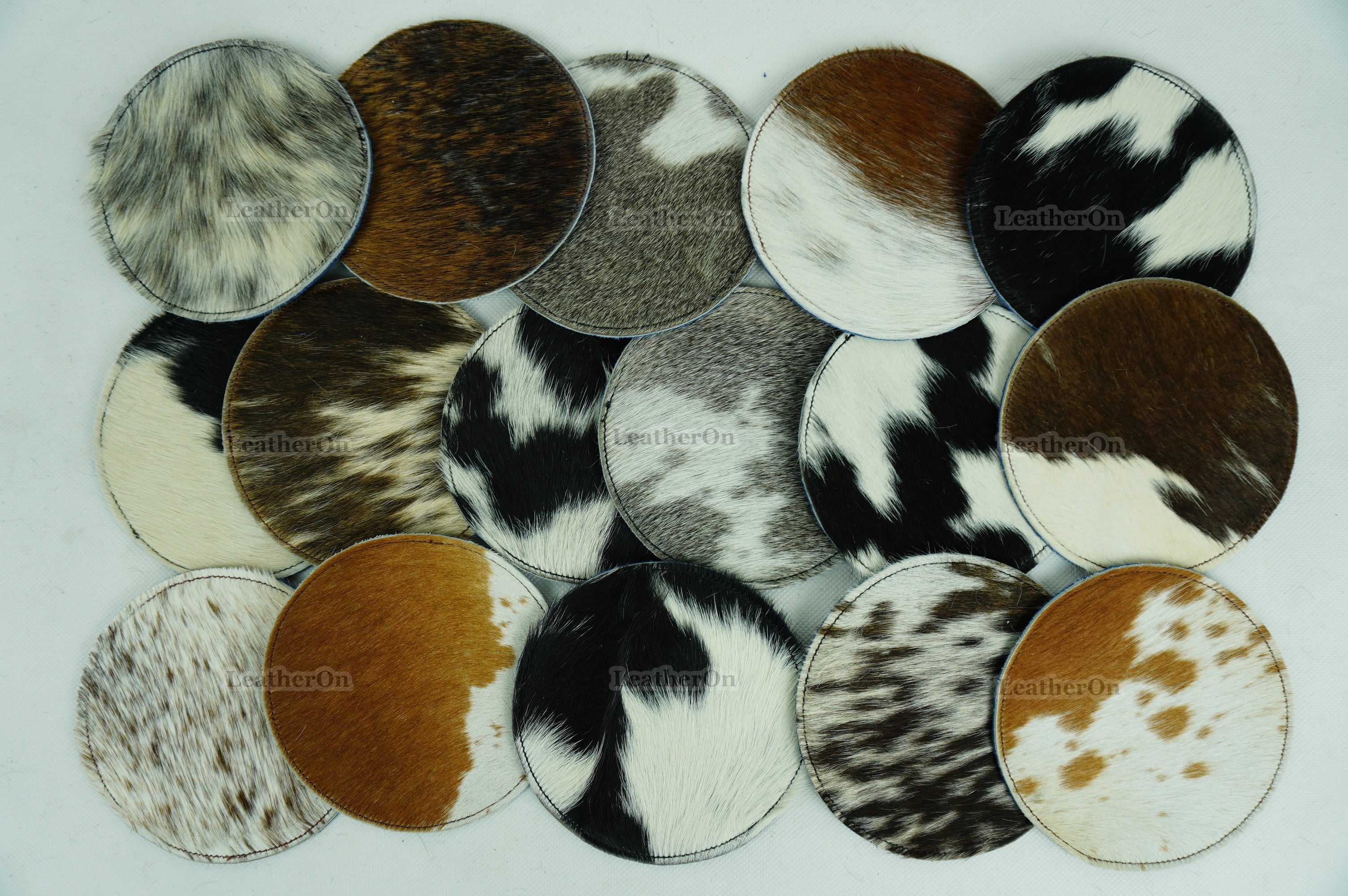 Cowhide Tea Coasters | Real Hair-on-Leather Tea Coasters | Handmade Natural Cow Skin Tea Coasters