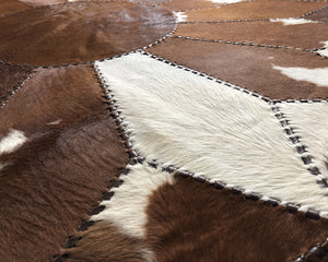 HANDMADE 100% Natural COWHIDE RUG | Patchwork Cowhide Area Rug | Hair on Leather Cowhide Carpet | PR91