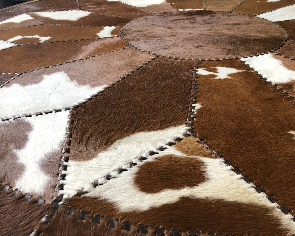 HANDMADE 100% Natural COWHIDE RUG | Patchwork Cowhide Area Rug | Hair on Leather Cowhide Carpet | PR91
