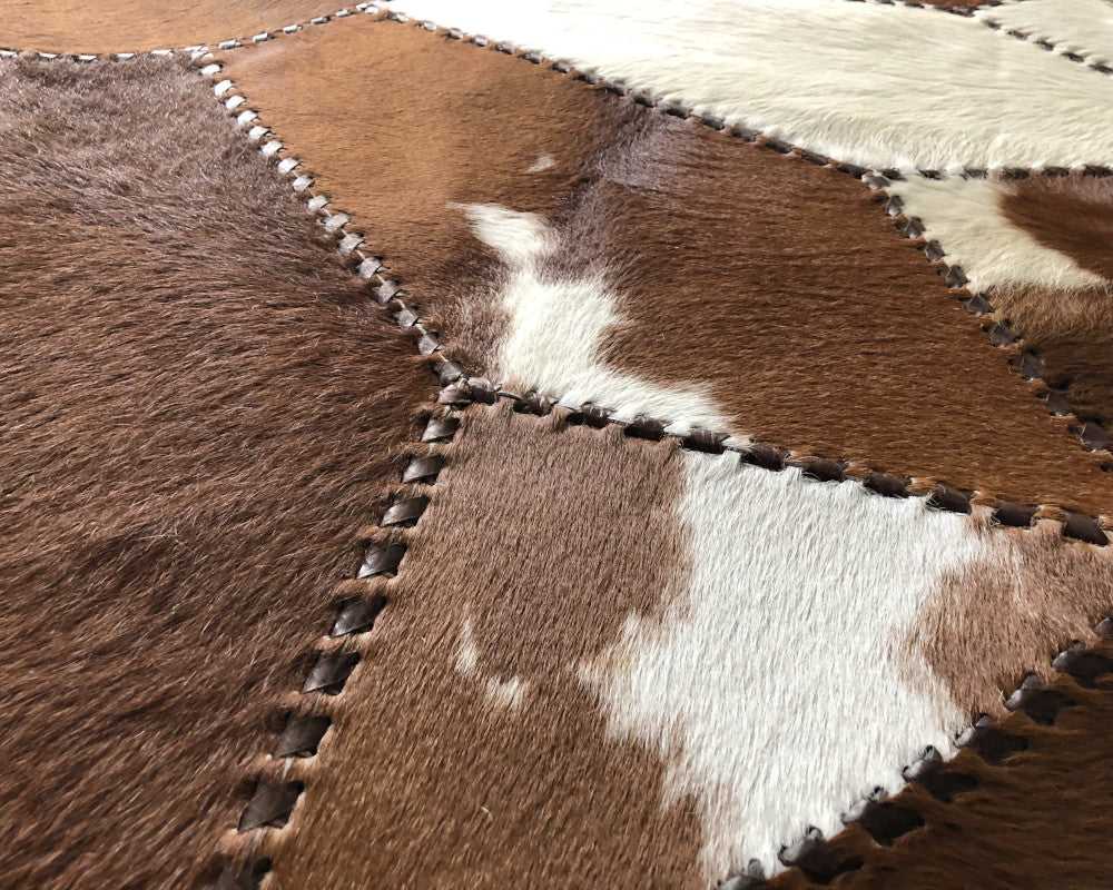 HANDMADE 100% Natural COWHIDE RUG | Patchwork Cowhide Area Rug | Hair on Leather Cowhide Carpet | PR91