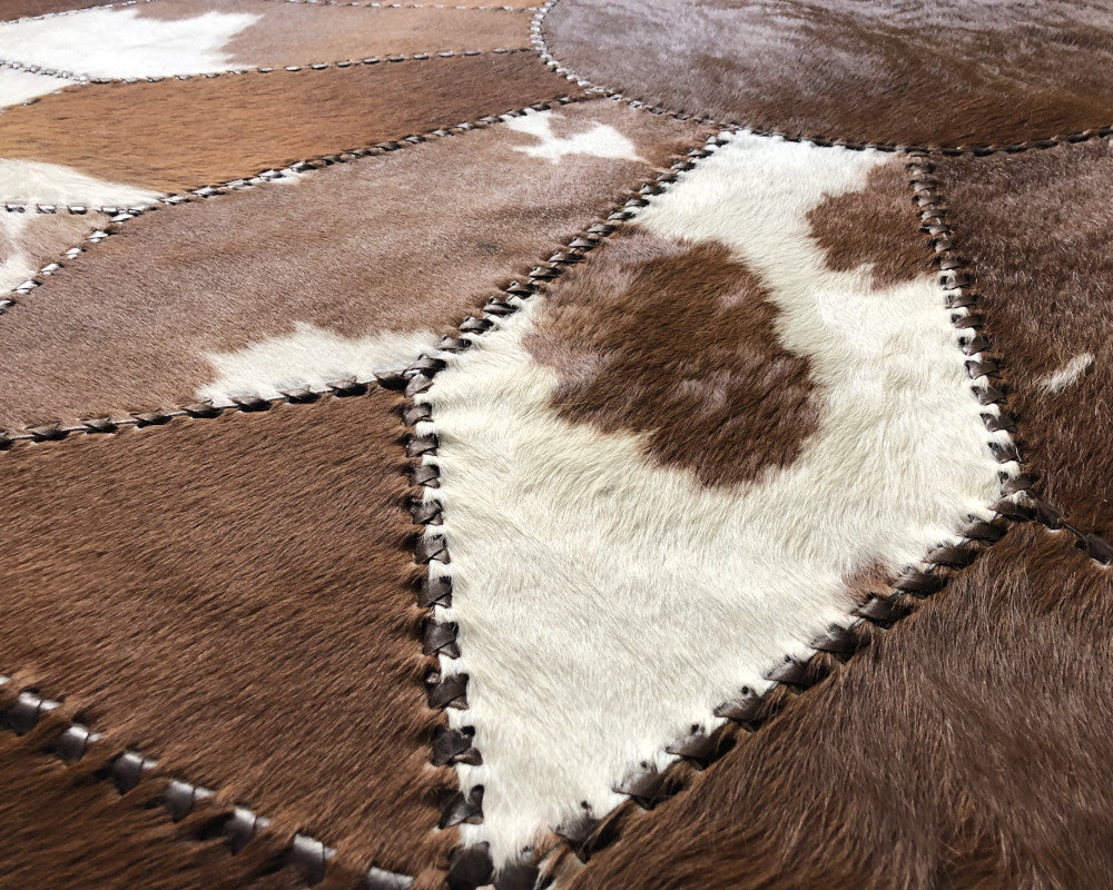 HANDMADE 100% Natural COWHIDE RUG | Patchwork Cowhide Area Rug | Hair on Leather Cowhide Carpet | PR91