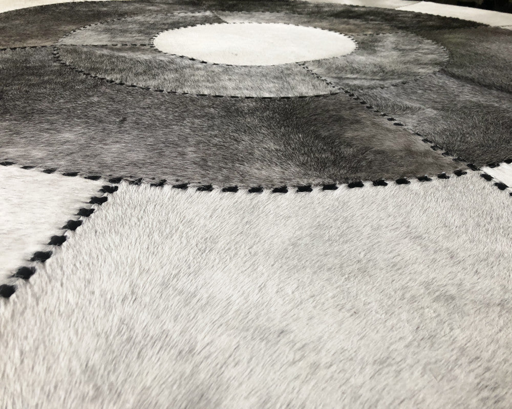 Cowhide Area Rug with Natural Patchwork Design | Hair on Leather Cowhide Carpet | PR126