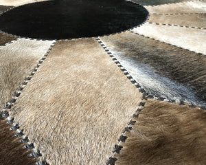 HANDMADE 100% Natural COWHIDE RUG | Patchwork Cowhide Area Rug | Hair on Leather Cowhide Carpet | PR173