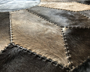 HANDMADE 100% Natural COWHIDE RUG | Patchwork Cowhide Area Rug | Hair on Leather Cowhide Carpet | PR173