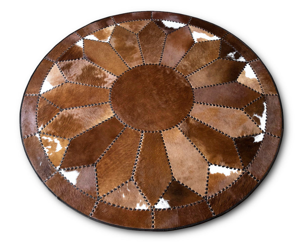 Hand Stitched Cowhide Rug Patchwork Cow Skin Premium Leather Area Rug for Living Room | Hair on Leather Carpet | PR157
