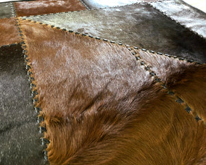 HANDMADE 100% Natural COWHIDE RUG | Patchwork Cowhide Area Rug | Real Cowhide Hallway Runner | Hair on Leather Cowhide Carpet | PR174