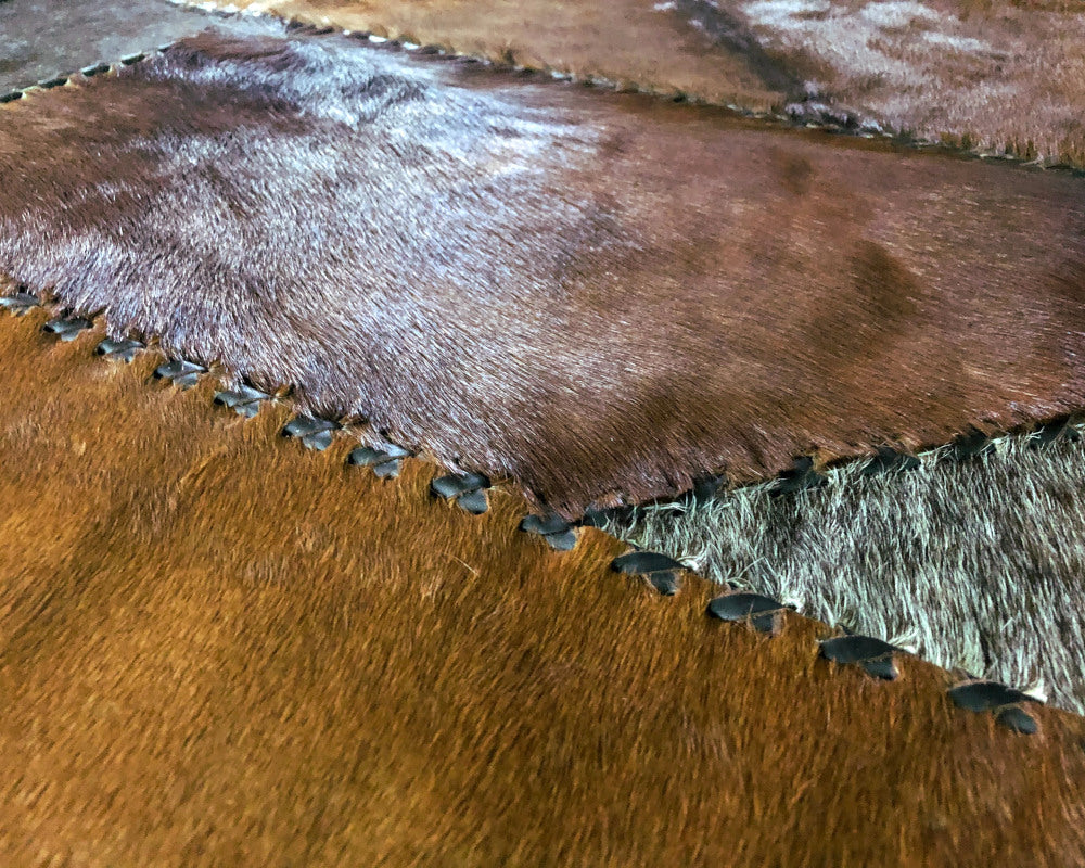 HANDMADE 100% Natural COWHIDE RUG | Patchwork Cowhide Area Rug | Real Cowhide Hallway Runner | Hair on Leather Cowhide Carpet | PR174