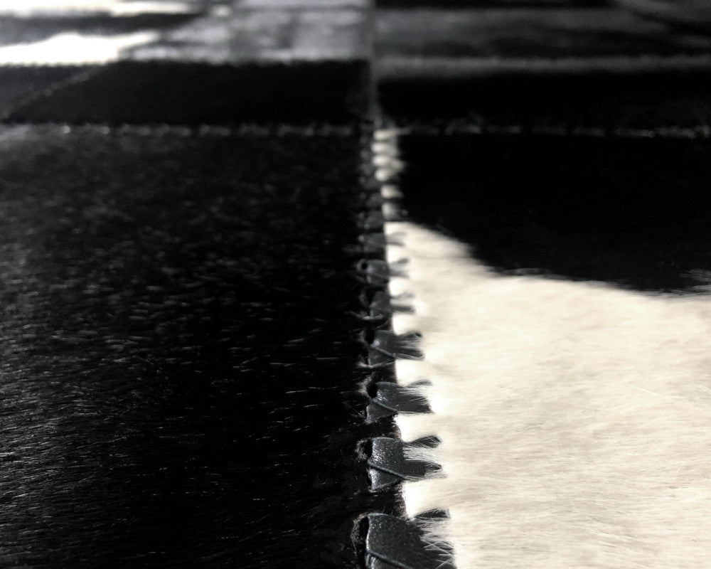 Modern Design Natural COWHIDE Patchwork Area Rug | Leather Runner for Interior Decor | Black White Carpet | 528