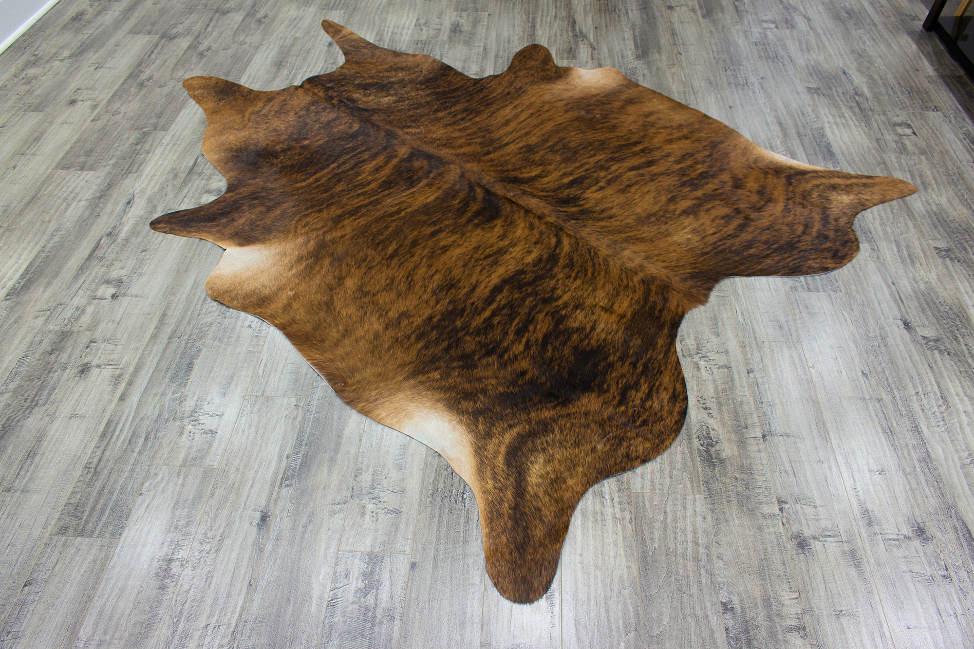 XLarge ( 7.3 x 6 ft ) BRAZILLIAN BRINDLE Cowhide Rug Hair-on Leather Area Rug - Exact as Photo