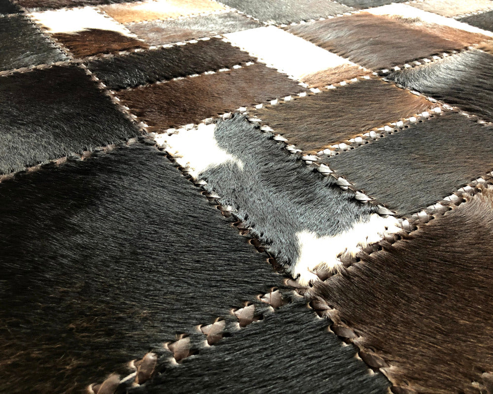 Top Design Luxury Quality Floor RUG | Patchwork Area Rug for Interior Decoration | Hair on Leather Carpet | PR187