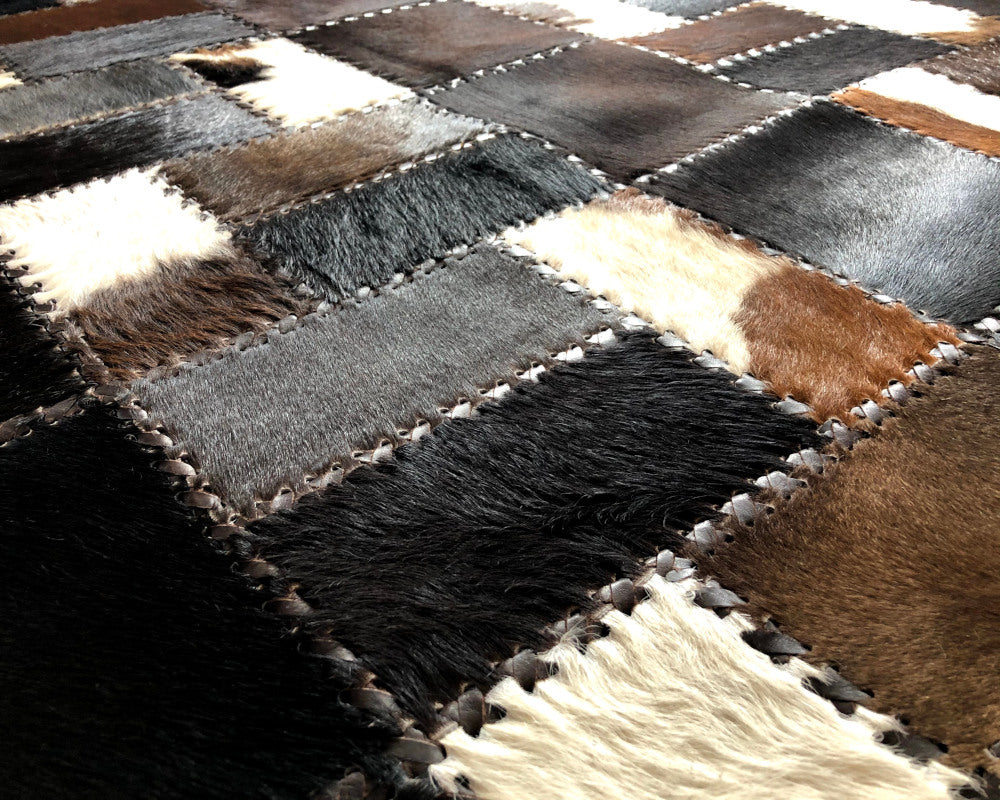 Top Design Luxury Quality Floor RUG | Patchwork Area Rug for Interior Decoration | Hair on Leather Carpet | PR187