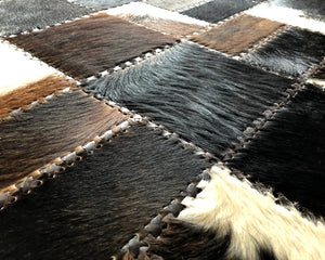HANDMADE 100% Natural COWHIDE RUG | Patchwork Cowhide Area Rug | Real Cowhide Hallway Runner | Hair on Leather Carpet | PR187