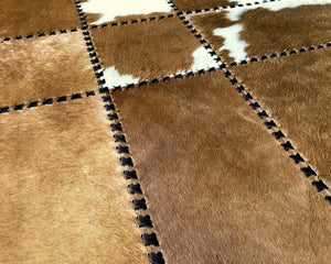 HANDMADE 100% Natural COWHIDE RUG | Patchwork Cowhide Area Rug | Real Cowhide Hallway Runner | Hair on Leather Cowhide Carpet | 525