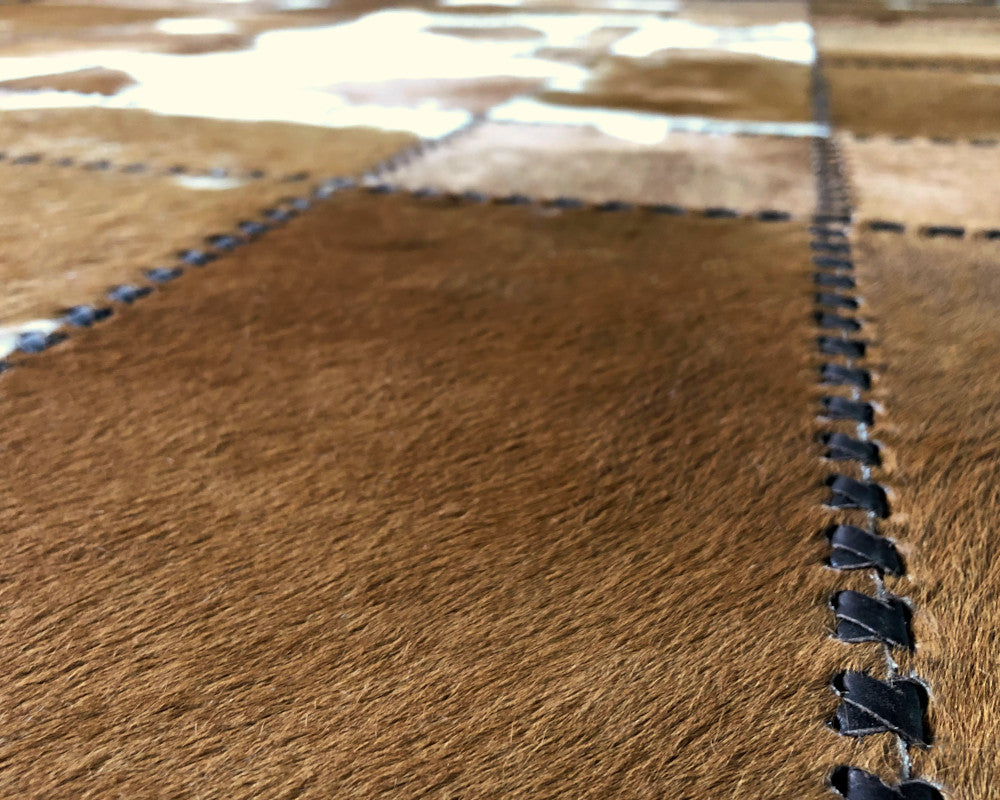HANDMADE 100% Natural COWHIDE RUG | Patchwork Cowhide Area Rug | Real Cowhide Hallway Runner | Hair on Leather Cowhide Carpet | 525