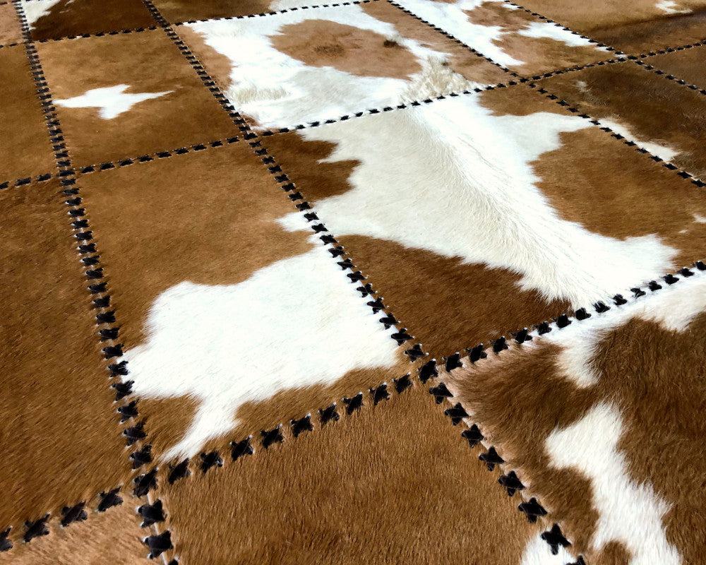 HANDMADE 100% Natural COWHIDE RUG | Patchwork Cowhide Area Rug | Real Cowhide Hallway Runner | Hair on Leather Cowhide Carpet | 525