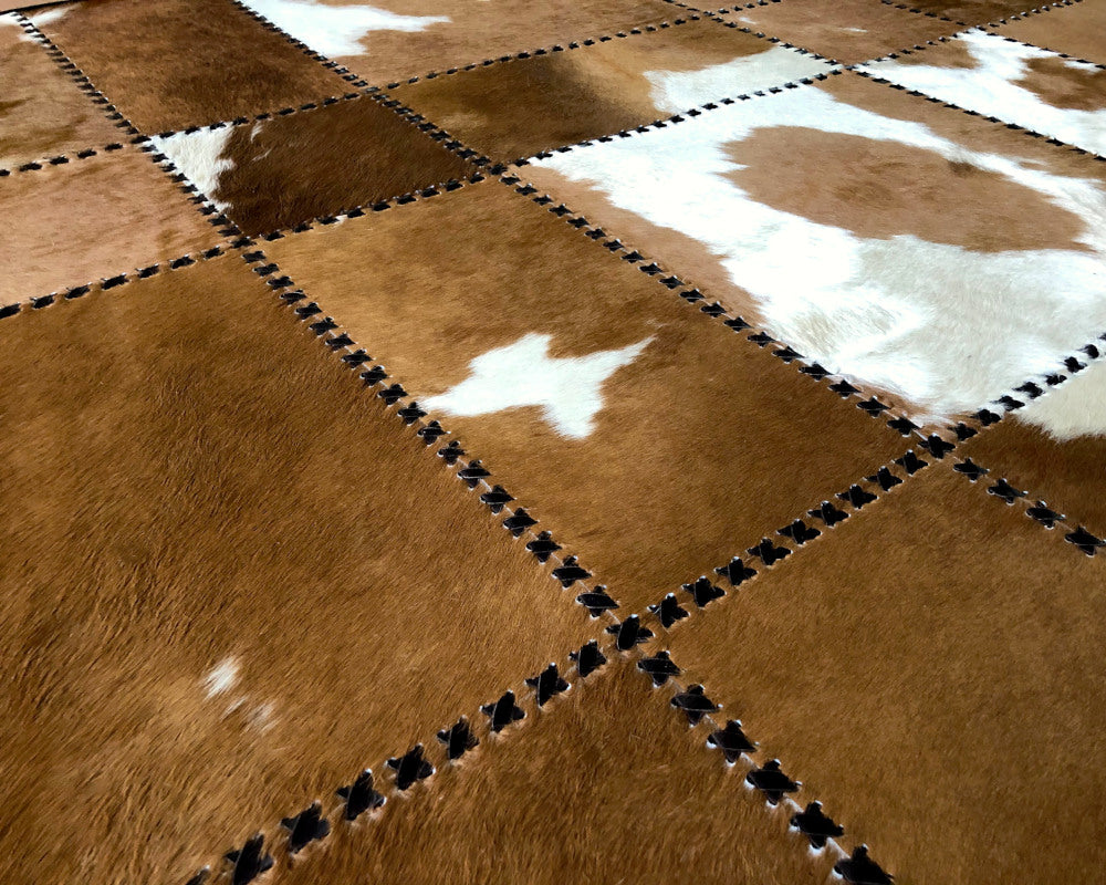 HANDMADE 100% Natural COWHIDE RUG | Patchwork Cowhide Area Rug | Real Cowhide Hallway Runner | Hair on Leather Cowhide Carpet | 525