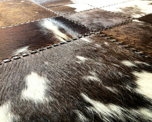 HANDMADE 100% Natural COWHIDE RUG | Patchwork Cowhide Area Rug | Real Cowhide Hallway Runner | Hair on Leather Cowhide Carpet | PR131