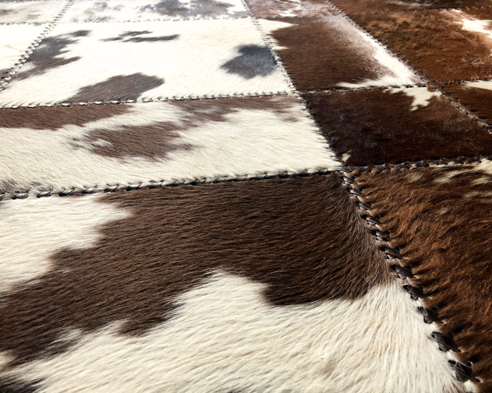 HANDMADE 100% Natural COWHIDE RUG | Patchwork Cowhide Area Rug | Real Cowhide Hallway Runner | Hair on Leather Cowhide Carpet | PR131