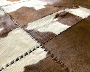 HANDMADE 100% Natural COWHIDE RUG | Patchwork Cowhide Area Rug | Real Cowhide Hallway Runner | Hair on Leather Cowhide Carpet | 523