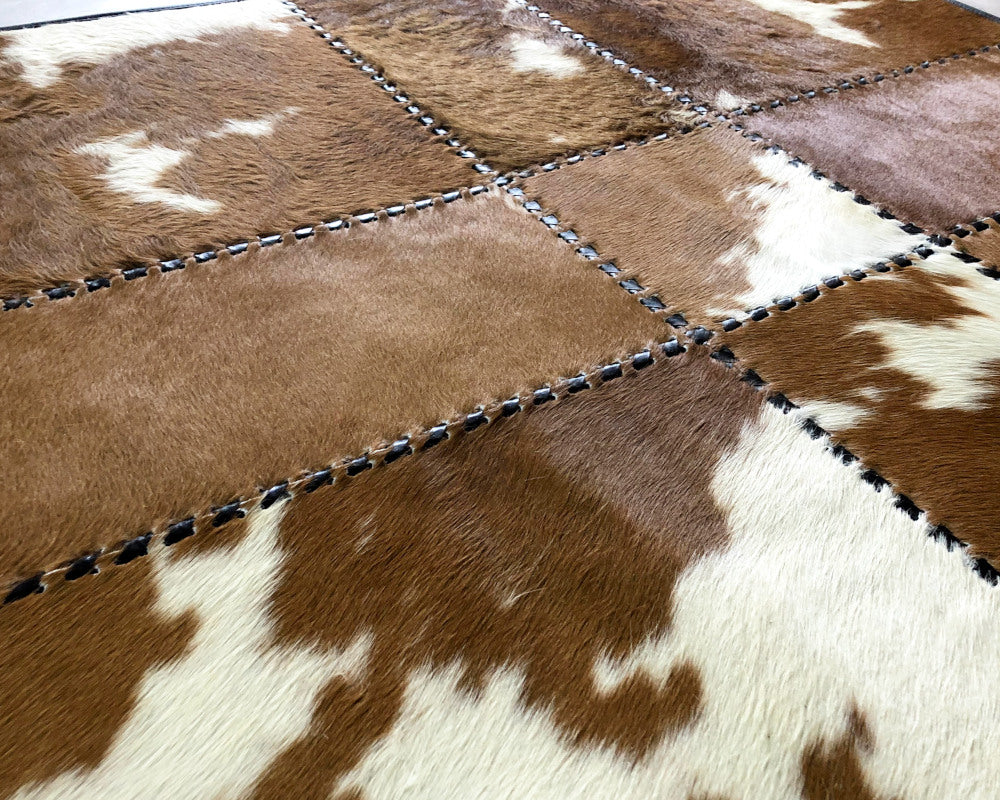 HANDMADE 100% Natural COWHIDE RUG | Patchwork Cowhide Area Rug | Real Cowhide Hallway Runner | Hair on Leather Cowhide Carpet | 525