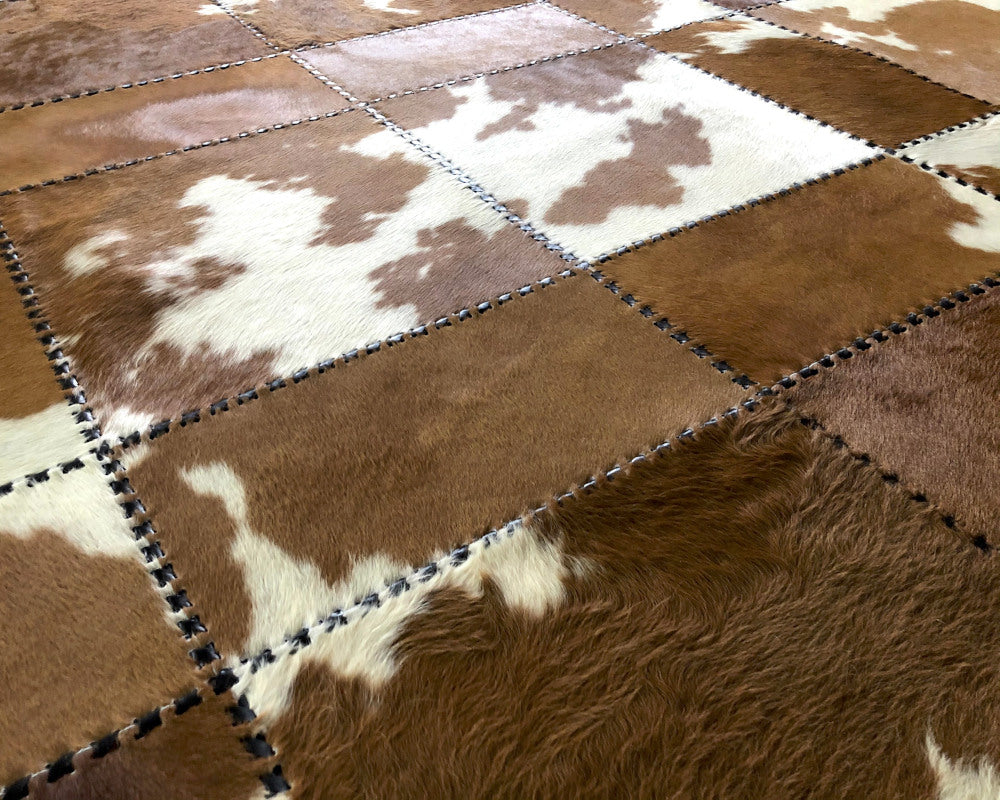 HANDMADE 100% Natural COWHIDE RUG | Patchwork Cowhide Area Rug | Real Cowhide Hallway Runner | Hair on Leather Cowhide Carpet | 525