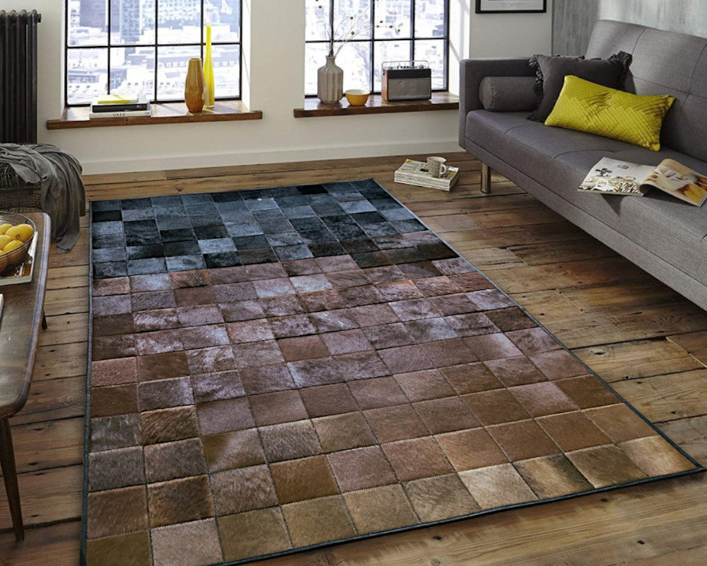 HANDMADE 100% Natural COWHIDE RUG | Patchwork Cowhide Area Rug | Real Cowhide Hallway Runner | Hair on Leather Cowhide Carpet | PR77