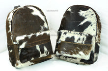 Load image into Gallery viewer, Natural Cowhide Backpack Bag | 100% Hair On Cowhide Leather Backpack Bag | Handmade Real Cow skin Backpack Bag
