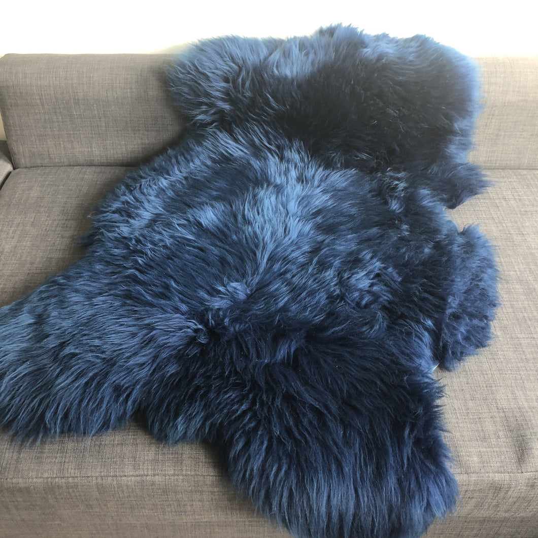 Genuine Australian NAVY BLUE SHEEPSKIN Rug 100% Natural Real Sheepskin Fur Area Rug (3 x 2 ft. approx.)