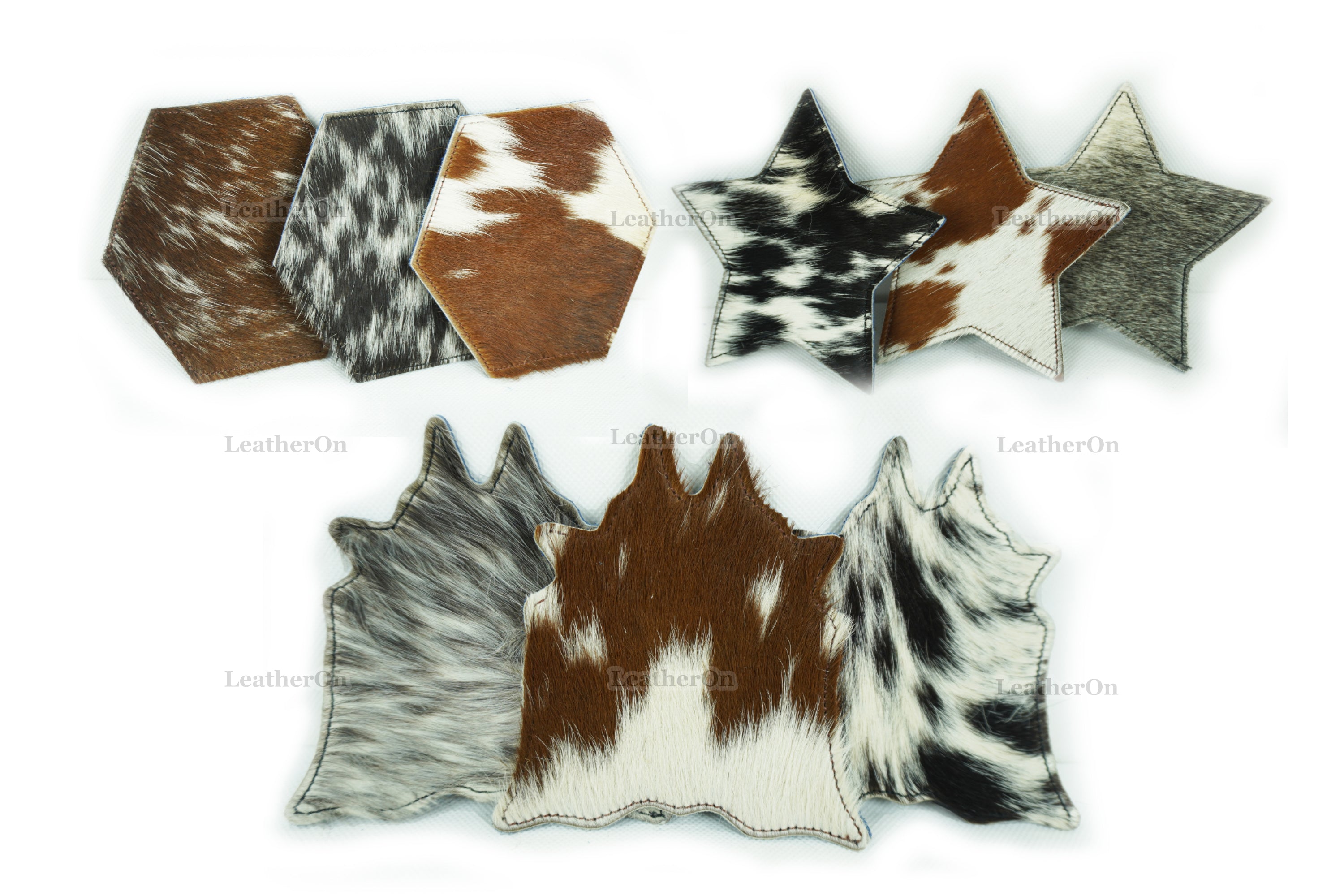 Cowhide Tea Coasters | Real Hair-on-Leather Tea Coasters | Handmade Natural Cow Skin Tea Coasters