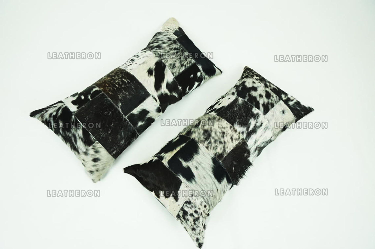 Cowhide Patchwork Pillow Covers (12 x 24 inch) 100% Natural Hair on Leather Pillow Cases Real Cow Skin Cushion Covers | PLW185