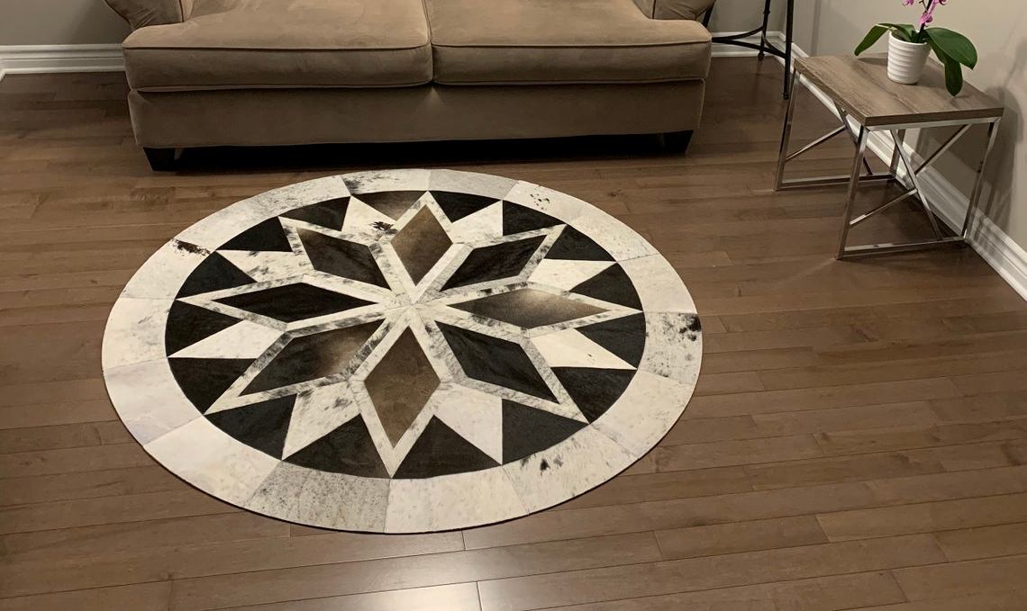 HANDMADE 100% Natural COWHIDE RUG | Patchwork Cowhide Area Rug | Hair on Leather Cowhide Carpet | PR89