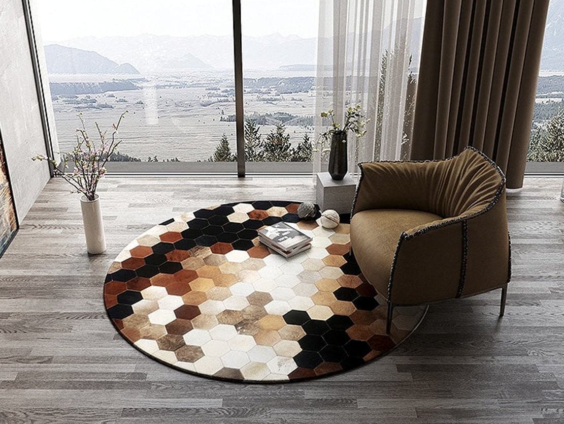 HANDMADE 100% Natural COWHIDE RUG | Patchwork Cowhide Area Rug | Hair on Leather Cowhide Carpet | PR80