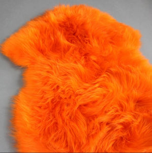 Genuine Australian Orange SHEEPSKIN Rug ( 3 x 2 ft. approx. ) 100% Natural Real Sheepskin Fur Area Rug