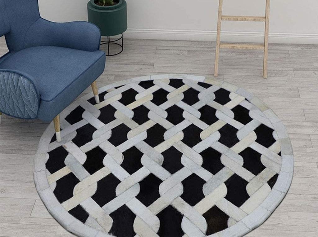 HANDMADE 100% Natural COWHIDE RUG | Patchwork Cowhide Area Rug | Hair on Leather Cowhide Carpet | PR161