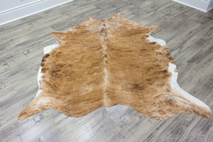 XLarge ( 6.7 ft x 5.8 ft ), Brazilian Brindle COWHIDE Rug Hair-on Leather Area Rug - Exact as Photo