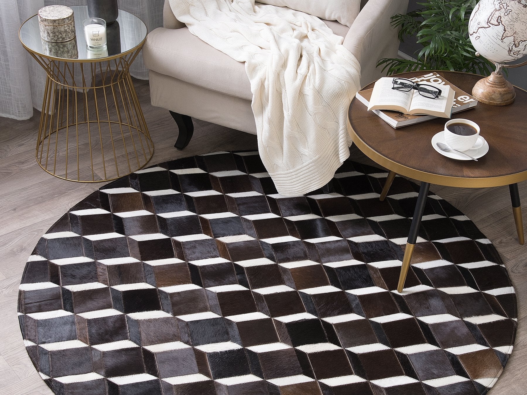 HANDMADE 100% Natural Patchwork Cowhide Area Rug | Hair on Leather Cowhide Carpet | PR101