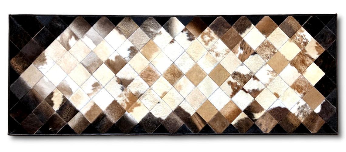 HANDMADE 100% Natural COWHIDE RUG | Patchwork Cowhide Area Rug | Real Cowhide Hallway Runner | Hair on Leather Cowhide Carpet | PR59