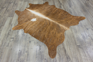 Small ( 5.1 x 4.1 ft ) BRAZILLIAN BRINDLE Cowhide Rug Hair-on Leather Area Rug - Exact as Photo