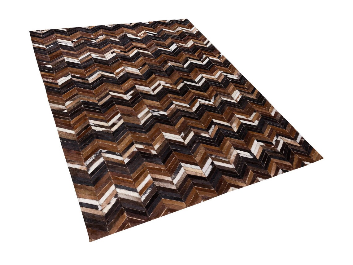 HANDMADE 100% Natural COWHIDE RUG | Patchwork Cowhide Area Rug | Real Cowhide Hallway Runner | Hair on Leather Cowhide Carpet | PR17